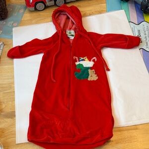 Tadpoles 1984 velour holiday infant Pajamas sack with Hood, excellent